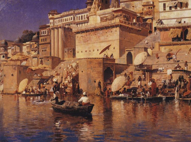 Edwin Lord Weeks On the River Ganges, Benares Norge oil painting art